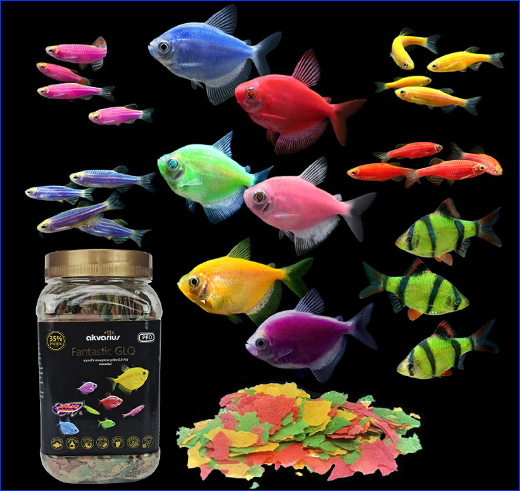 Корм для яскравих акваріумних риб. Корм Акваріус, Fantastic GLO PRO, flakes, 80 г.