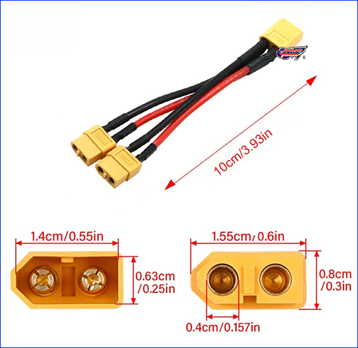 ���ʼ�� XT60H, 1 Male to 2 Female.