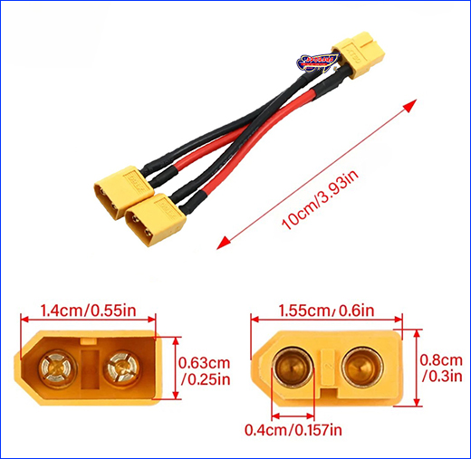 ���ʼ�� XT60H, 1 Female to 2 Male.