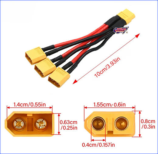 ���ʼ�� XT60H, 1 Female to 3 Male.