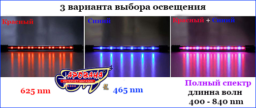 Три варианта выбора освещения. Светильник AQUAXER Led Grow Light 18 Вт.