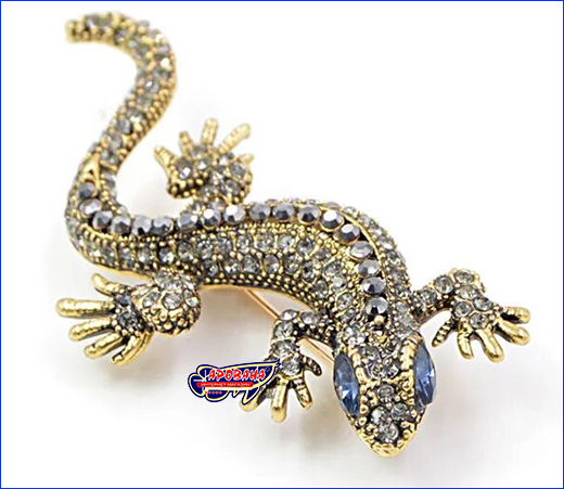 Брошь геккон. Брошь геккон, Gecko Grey, 6.5х3 см.