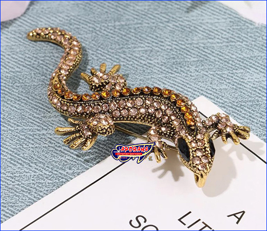 Брошь ящерица геккон. Брошь геккон, Gecko Yellow, 6.5х3 см.