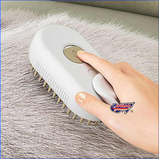 Щітка для догляду за шерстю тварин. Парова щітка масажер 3 в 1, PET SPRAY MASSAGE BRUSH для тварин, на акумуляторі, біла.