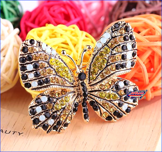 Брошка метелик, Butterfly gold-black, 4.5х3.5 см.