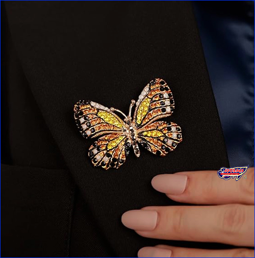 Брошка метелик, Butterfly gold-black, 4.5х3.5 см.