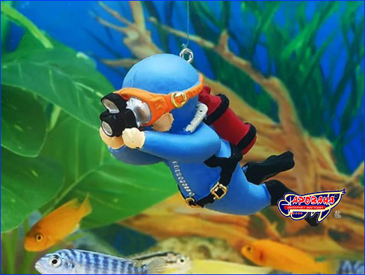 Плавающий декор для аквариума. Декорация AQUAXER, водолаз синий.