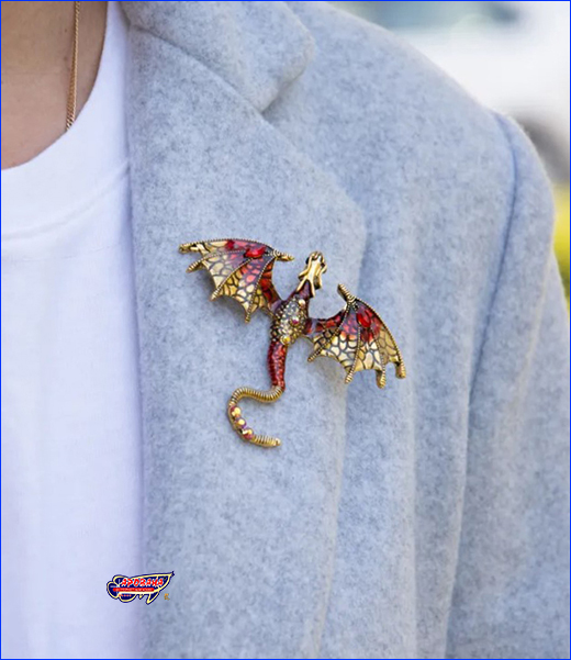 Большое разнообразие размещения броши. Брошь дракон, Dragon Red, 7х6 см.