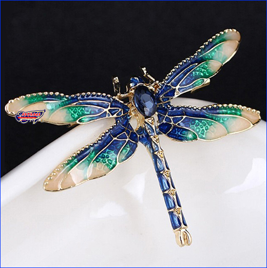 Брошь в виде стрекозы. Брошь стрекоза, Dragonfly Green, 4.6х3.3 см.