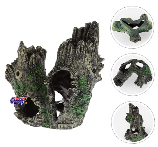 Декорация пень. Декорация HOBBY, Double Stump With Moss, 13.5 см.