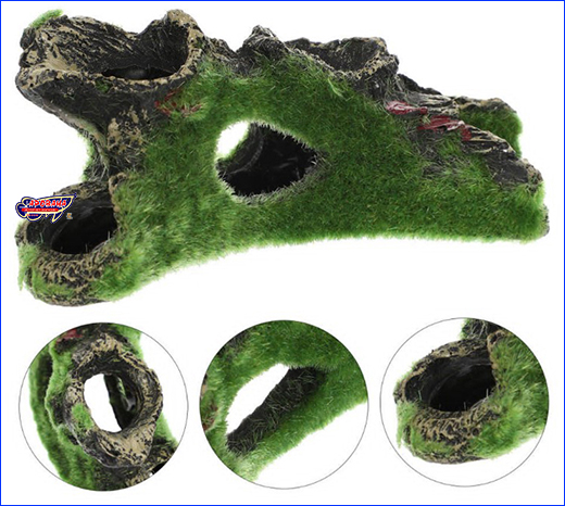 Декорація коряга в акваріум. Декорація HOBBY, Wood in Moss №3, 14.5 см.
