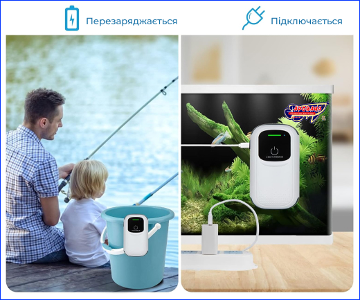 USB роз'єм. Зручний за відсутності світла. Компресор на акумуляторі, K-LD01, одноканальний.