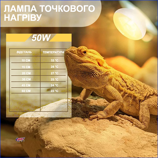 Лампа обігрівач. Лампа точкового нагріву, Terrario Bogande, 50W.