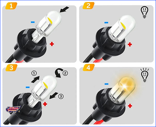 Підключення лампи Т10. Світлодіодна лампа Т10 W5W, Yellow, 12V.