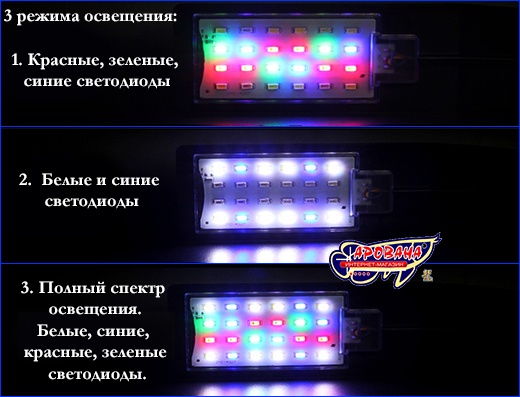 Светильник LED X5 имеет три режима освещения. Светильник LED X5 Plant, 12 Вт.
