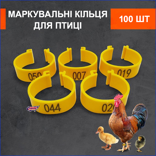 Кільця для птиці. Маркувальні кільця для птахів, 1.6 см, 100 шт.