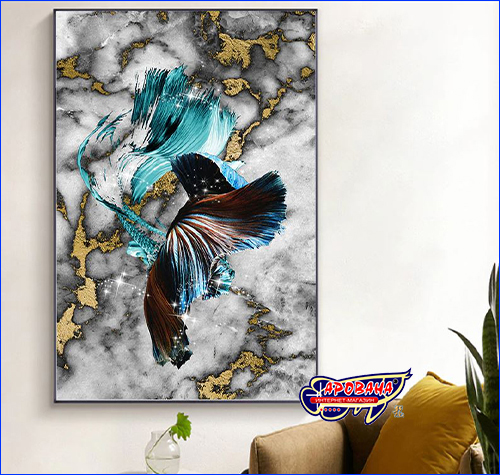 Картина Betta fish, 40х59.3 см, петушок длиннохвостый голубой.