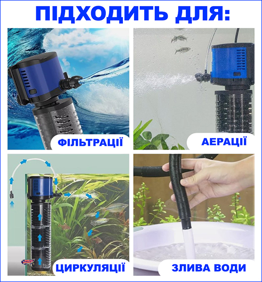 Універсальний акваріумний фільтр. Фільтр внутрішній, SunSun JQP-1500F.