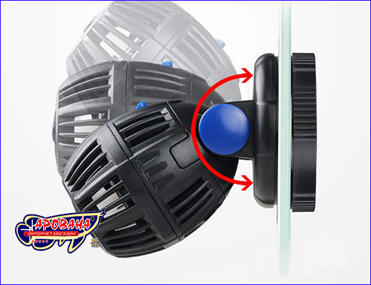 Циркуляционная помпа SunSun CW-120 на стенке аквариума. Новинка! Волнообразователи для морского аквариума SunSun.