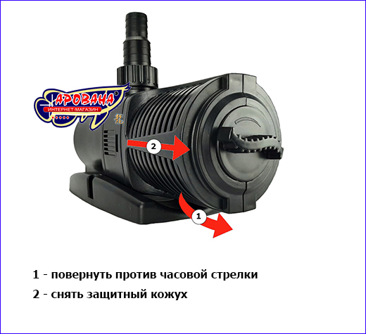 Схема снятия защитного кожуха насоса SunSun JEP-20000. Насос SunSun JEP-20000, 20000 л/ч.