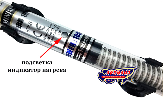 Индикатор работы аквариумного нагревателя SunSun JRB-100. Нагреватель с терморегулятором, SunSun JRB-100, 100 Вт.