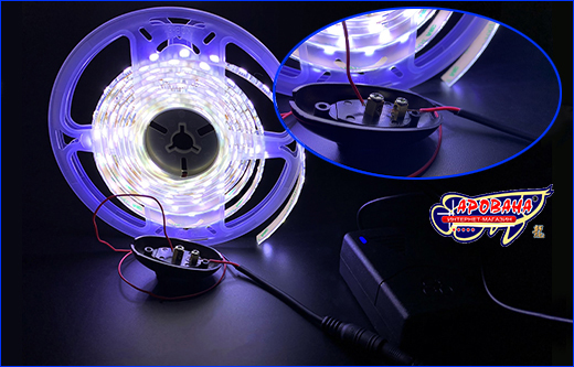 Подключение выключателя к светодиодной ленте. Выключатель 4А, 250V, чёрный.