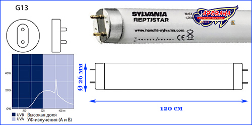  T8, Sylvania Reptistar 8 UV-B 5%, 36 , 120 .