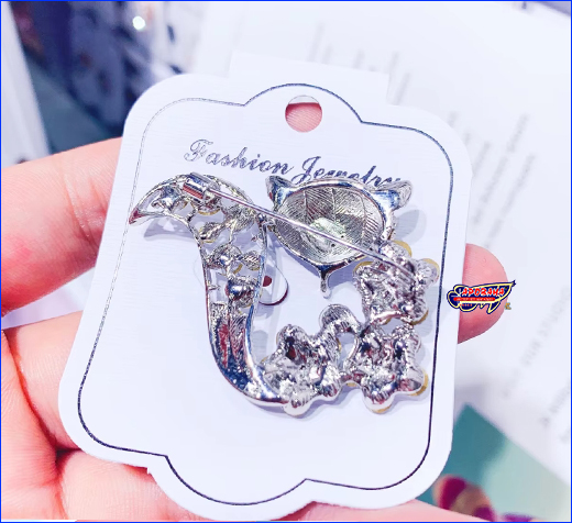 Инкрустированная брошь лиса. Брошка лисиця, Fox silver, 4.5х3.5 см.