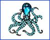 Брошка восьминіг, Octopus Blue, 3.4х3.6 см. Брошка восьминіг, Octopus Blue, 3.4х3.6 см.