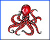 Брошь осьминог, Octopus Red, 3.4х3.6 см.