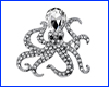 Брошь осьминог, Octopus Silver, 3.4х3.6 см.