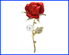 Брошь роза, Rose with pearls red, 2.5х5 см.