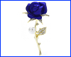 Брошь роза, Rose with pearls dark blue, 2.5х5 см.